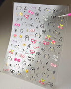 【AURA GLITTER】Kitty Ribbon Nail Sticker