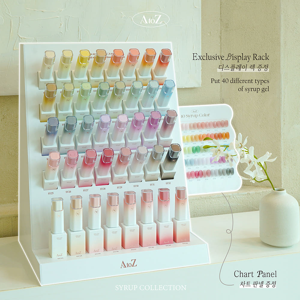 【AtoZ】Syrup Gel 40 Types Open Set Display Rack + Chart Board Included This Month's Art Gel Nail