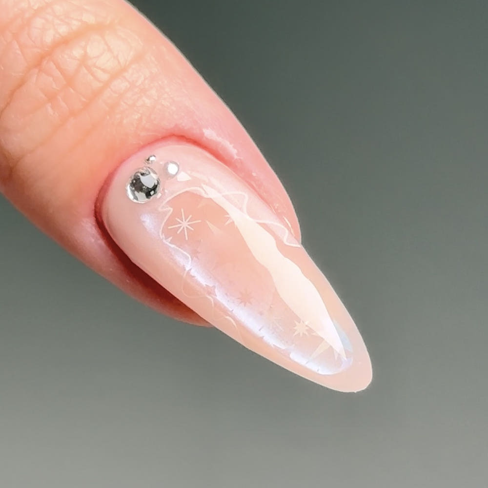 【AURA GLITTER】[Self-made] Wedding Silhouette Nail Sticker Lace Chiffon