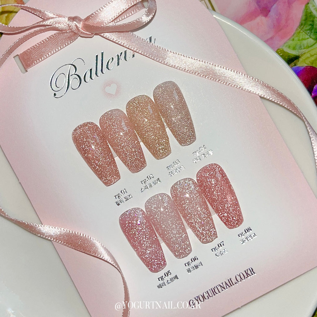 【YOGURT】'Ballerina' Reflective Glitter Gel 8-piece set