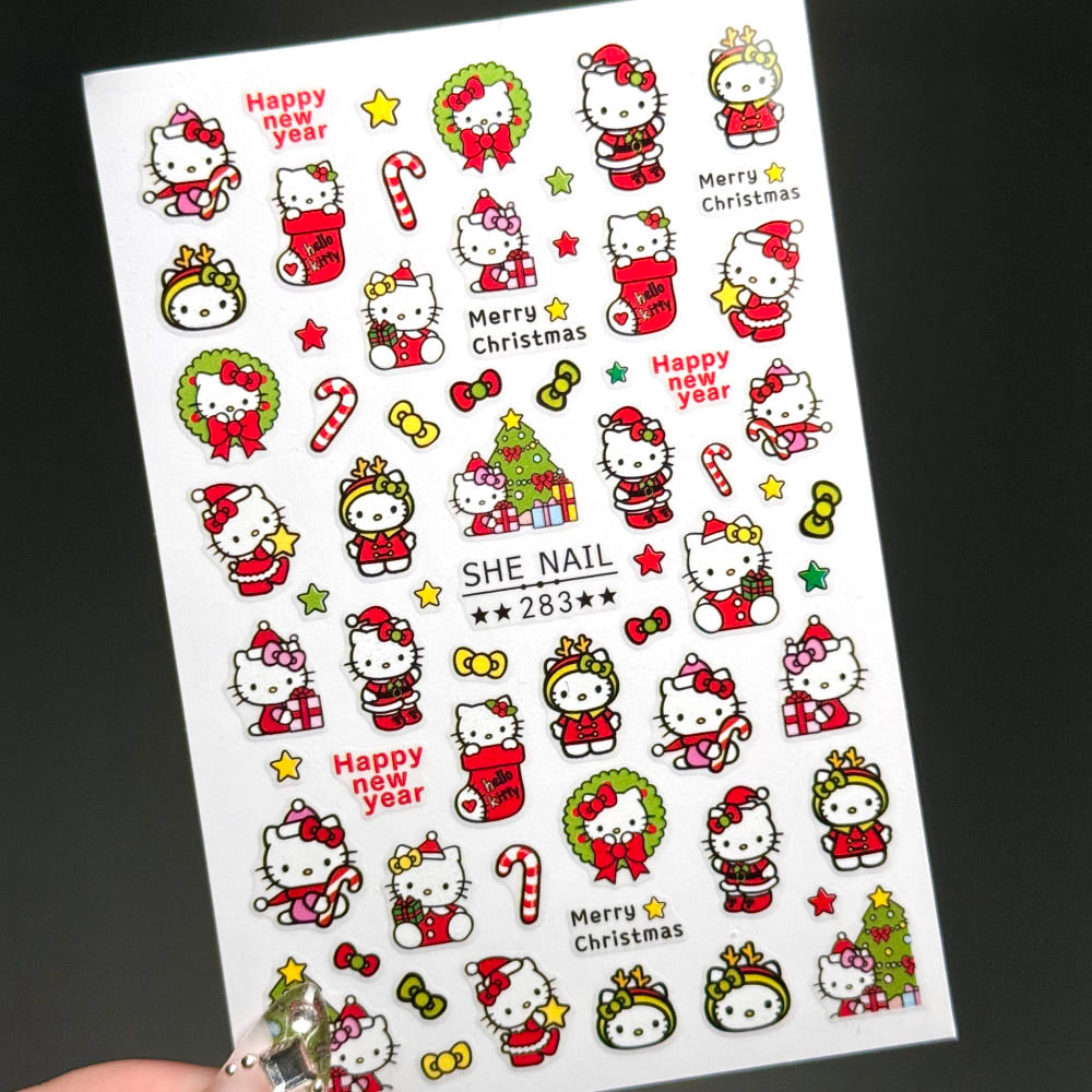 【AURA GLITTER】Merry Kitty Nail Sticker Santa Winter Christmas