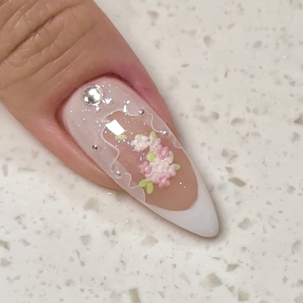 【AURA GLITTER】[Self-made] Wedding Silhouette Nail Sticker Lace Chiffon