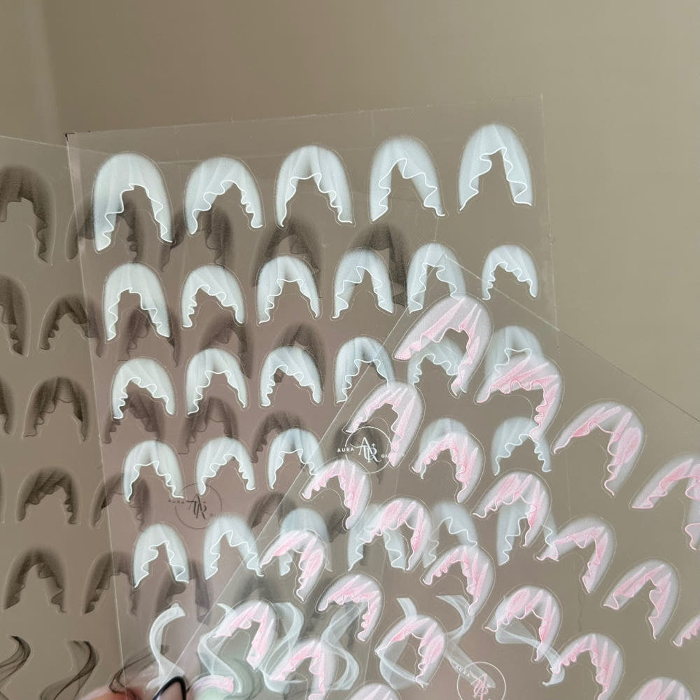 【AURA GLITTER】[Self-made] Wedding Silhouette Nail Sticker Lace Chiffon