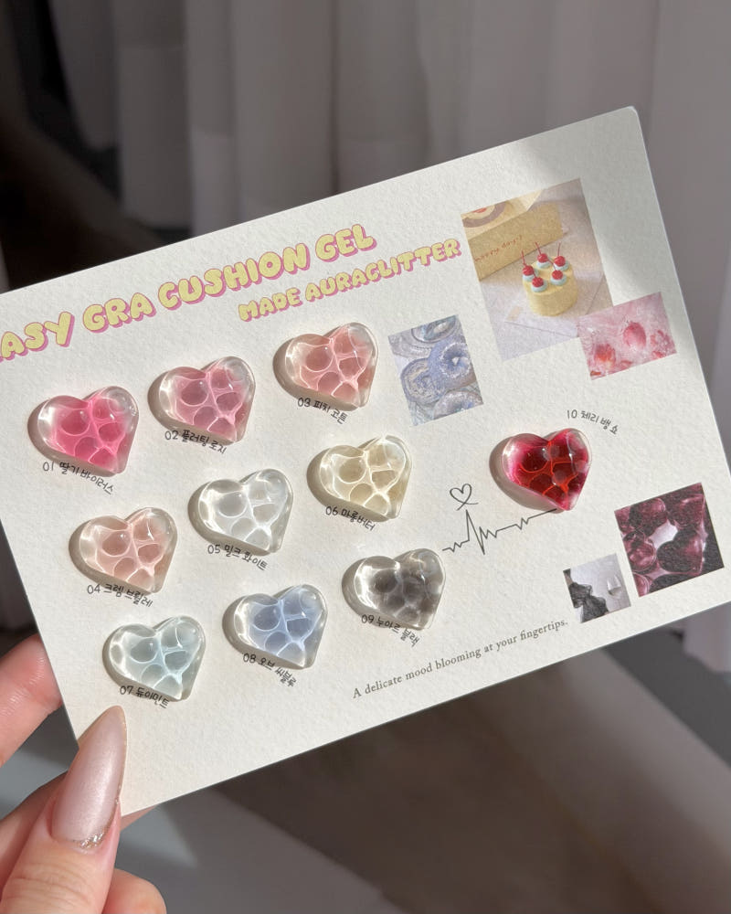 【大人気商品‼︎ | AURA GLITTER | 受注販売(4月上旬前後納期)】Easy Gra Cushion Gel Sponge + Easy Picker 10-piece Set Gradient Cheek Nai