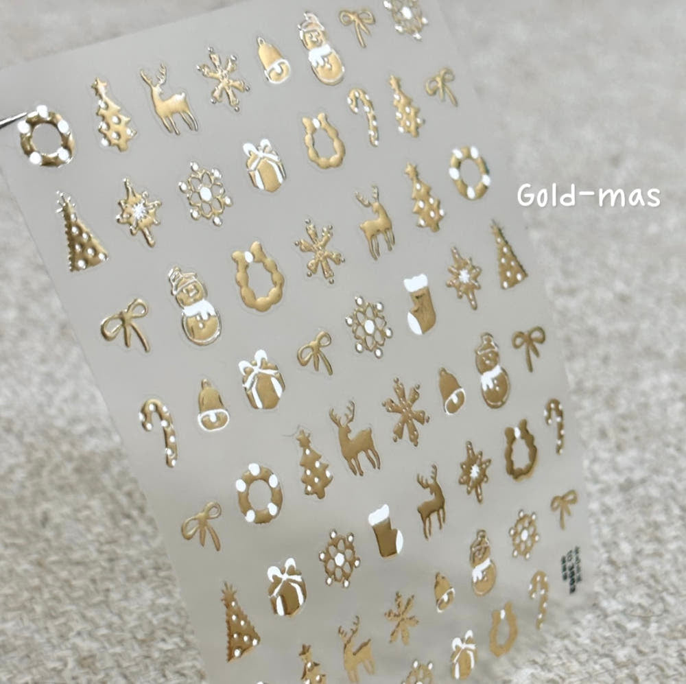 【AURA GLITTER】Goldmas Nail Stickers Christmas Winter