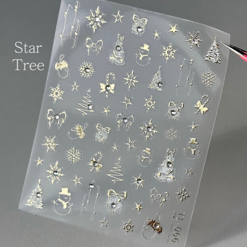 【AURA GLITTER】Star Tree Nail Stickers Christmas Winter